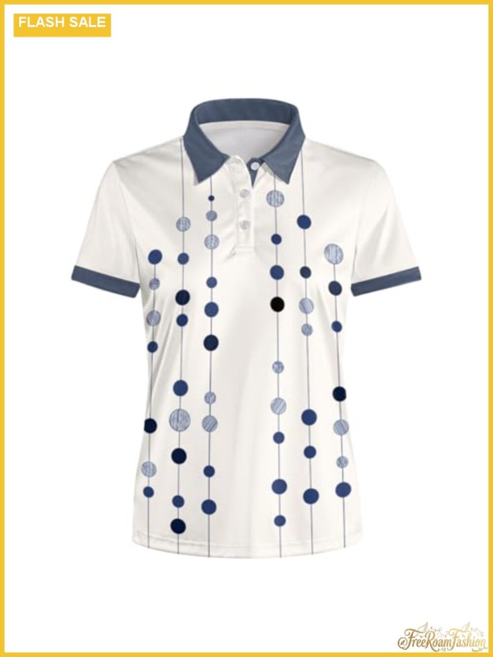Women's Polka Dot Polo Short Sleeve Dri Fit Performance Golf Shirt